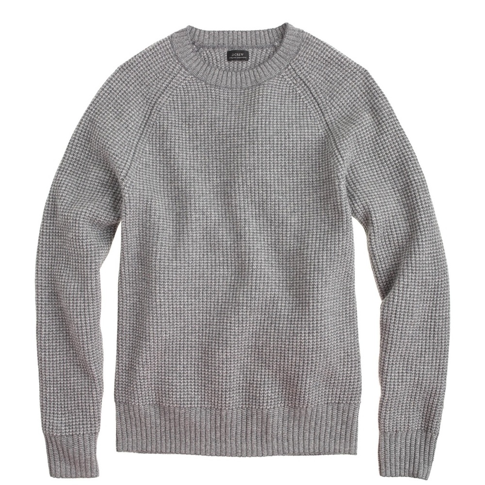 J.Crew Italian Cashmere Grey Waffle-Knit S…